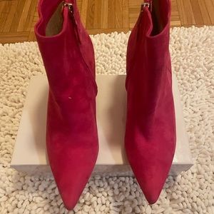 Fashionable Hot Pink Suede Sam Edelman Ankle Boots Size 8.5